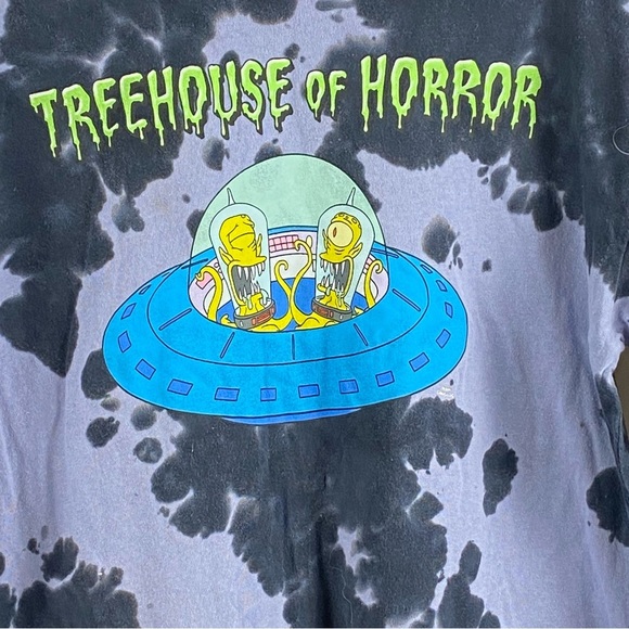 The Simpsons Treehouse of Horror Alien Tie-Dye Long Sleeve Shirt Size Medium - Picture 3 of 16